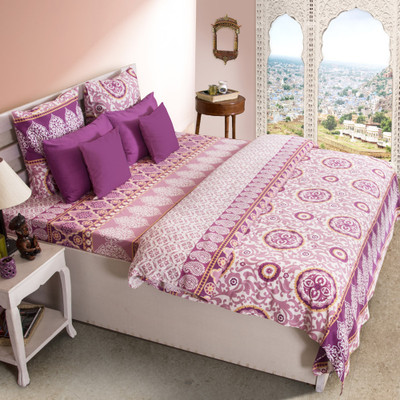House This Cotton Printed Single Bedsheet 1 Bedsheet, Pink