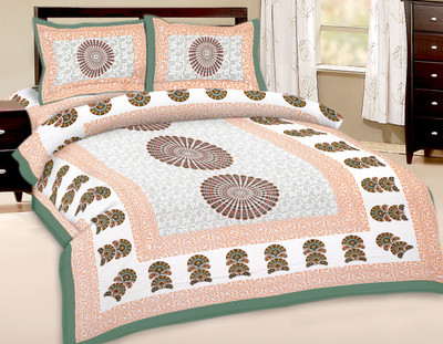 60% OFF on Kismat Collection Cotton Printed Double Bedsheet 1 Bed Sheet, 2 Pillow Cover, Red