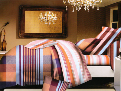 70% OFF on Rose Petal Polyester Striped Queen, Double Bedsheet