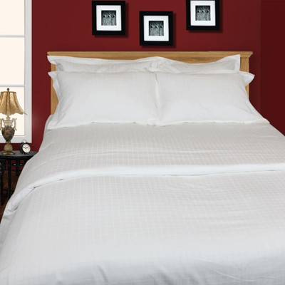 Just Linen Cotton Damask Extra Large Bedsheet 1 Bedsheet, 2 Pillow Covers, Milky White