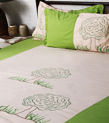 37% OFF on Lullabies By Sukuma Cotton Solid King Bedsheet 1 Bedsheet, 2 Pillow Covers, Multicolor