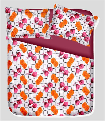 14% OFF on RR Textile House Cotton, Satin Printed Double Bedsheet 1Bedsheet, 2PillowCover, Orange