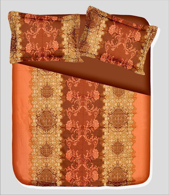 14% OFF on RR Textile House Cotton, Satin Printed Double Bedsheet 1 Bedsheet, 2 PillowCover, Brown