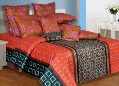 Salona Bichona Cotton Printed Double Bedsheet 2 Pillow Covers, 1 Bedsheet, Multicolor