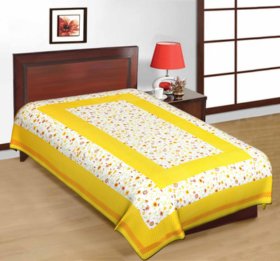 65% OFF on Kismat Collection Cotton Printed Single Bedsheet Bedsheet, Yellow
