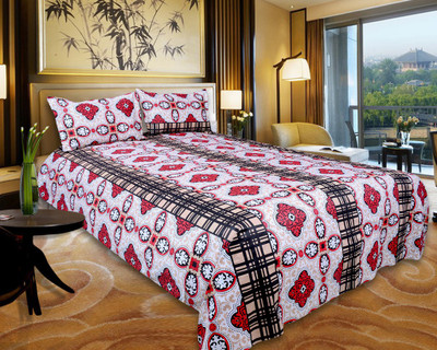 63% OFF on Floor Fashion Cotton Abstract Double Bedsheet 1 Double Bedsheet, 2 Pillow Covers, Multicolor