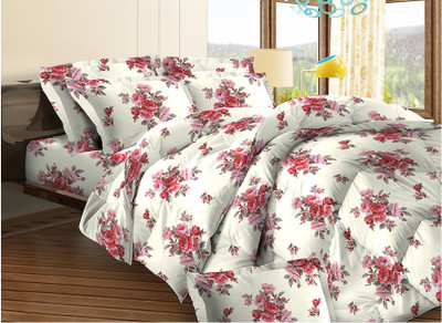 5% OFF on Bombay Dyeing Cotton Floral Double Bedsheet 2 Pillow Covers, 1 Bedsheet