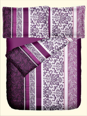 47% OFF on RR Textile House Cotton, Satin Printed King Bedsheet 1Bedsheet, 2PillowCover, Purple