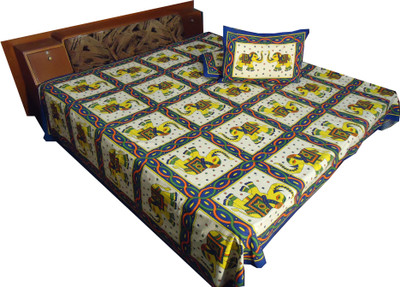 49% OFF on Jaipur Art and Craft Cotton Printed Double Bedsheet