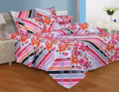 25% OFF on Salona Bichona Cotton Floral Double Bedsheet 1 Bedsheet, 2 Pillow Covers, Multicolor