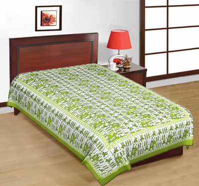 53% OFF on Kismat Collection Cotton Printed Single Bedsheet Bedsheet, Green