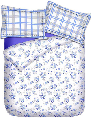 57% OFF on Ahmedabad Cotton Cotton Floral Single Bedsheet 1 single bedsheet & 1 pillow cover, White, Blue