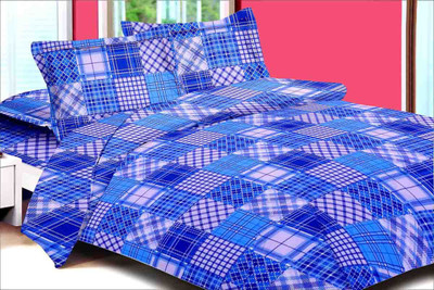 53% OFF on Urban Style Cotton Checkered Double Bedsheet Bedsheet, Blue