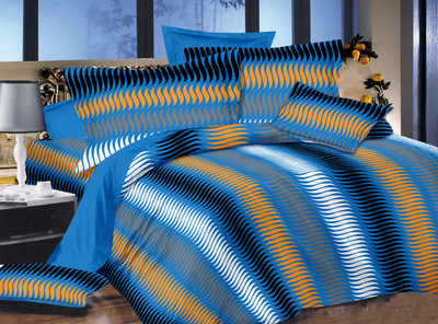 66% OFF on Urban Style Cotton Abstract Double Bedsheet 1 Bedsheet, 2 Pillow covers, blue