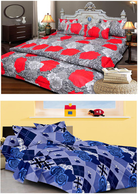 50% OFF on JBG Home Store Cotton Floral King Bedsheet 2 Bedsheets, 4 Pillow Covers, Multicolor