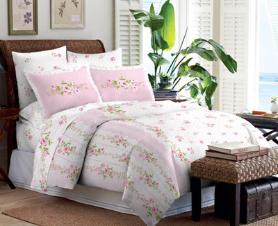 10% OFF on Bombay Dyeing Satin Floral Extra Large Bedsheet 1 Double Bedsheet, 2 Pillow Covers, Pink