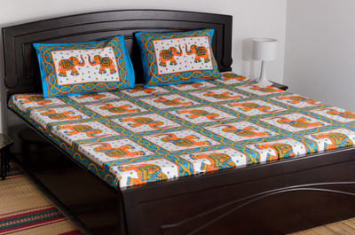 57% OFF on Vivid Rajasthan Cotton Animal Double Fitted Bedsheet