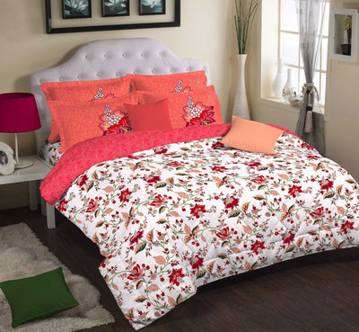 Portico New York Cotton Abstract Single Bedsheet 1 Bedsheet, 1 Pillow Cover, Multicolor