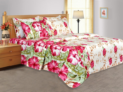 24% OFF on Salona Bichona Cotton Floral Single Bedsheet 1 Single Bedsheet, 1 Pillow cover, Multicolor