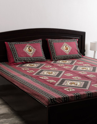 56% OFF on Vivid Rajasthan Cotton Printed Double Bedsheet