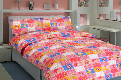 75% OFF on Ahmedabad Cotton Cotton Printed Single Bedsheet 1 Single Bedsheet, 1 Pillow Cover, Pink