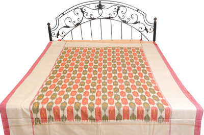 15% OFF on Exotic India Cotton Ikat Single Bedsheet 1 Bedsheet, Pink