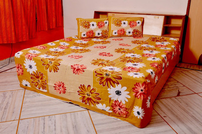 60% OFF on Handicana Cotton Printed Double Fitted Bedsheet