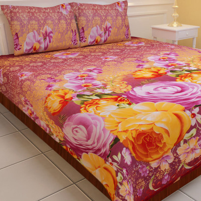 55% OFF on Carah Polyester 3D Printed Double Bedsheet