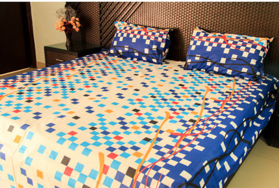 27% OFF on Ramabhakta Cotton Geometric Double Bedsheet