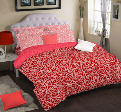 Portico New York Cotton Abstract Single Bedsheet 1 Bedsheet, 2 Pillow Cover, Multicolor