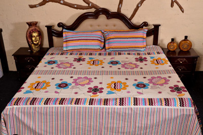 50% OFF on Urban Style Cotton Printed Double Bedsheet 1 Bedsheet, 2 Pillow Covers, Multicolor