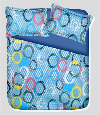 14% OFF on RR Textile House Cotton, Satin Printed Double Bedsheet 1Bedsheet, 2PillowCover, Blue
