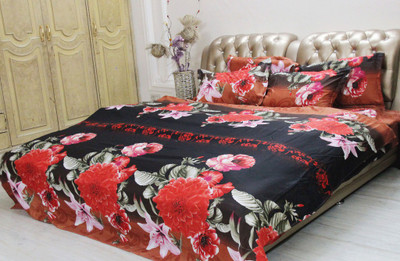 42% OFF on Cosmosgalaxy Polycotton Floral Double King Bedsheet