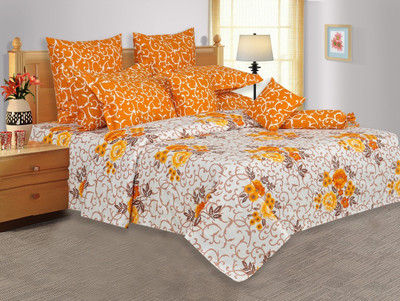 33% OFF on Salona Bichona Cotton Floral Double Bedsheet 1 Double Bedsheet, 2 Pillow covers, White