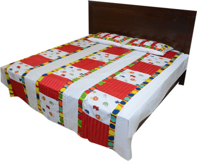 27% OFF on Bichawan Cotton Abstract Queen sized Double Bedsheet