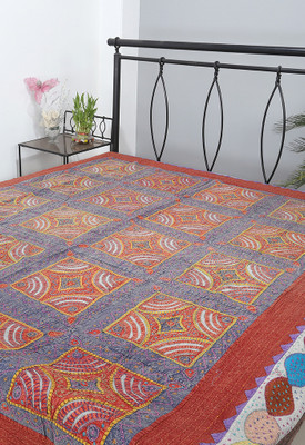 55% OFF on Rajrang Cotton Batik Double Bedsheet 1 Bedsheet, Brown, Grey, Blue