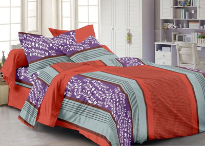 26% OFF on Cenizas Cotton Abstract Double Bedsheet 1 Bedsheet, 2 Pillow Covers, Orange