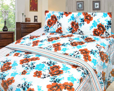41% OFF on Cosmosgalaxy Cotton Floral Double Bedsheet