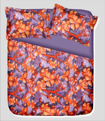 14% OFF on RR Textile House Cotton, Satin Printed Double Bedsheet 1Bedsheet, 2PillowCover, Orange