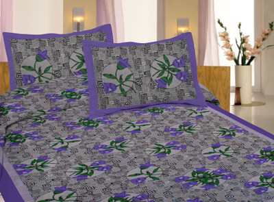 60% OFF on Lali Prints Cotton Printed Single Bedsheet 1 Bedsheet, 1 Pillow Cover, Purple