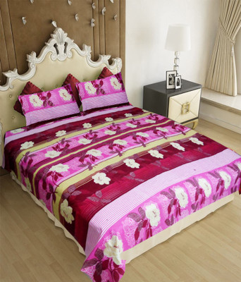 64% OFF on Homefab India Cotton Floral Double Bedsheet