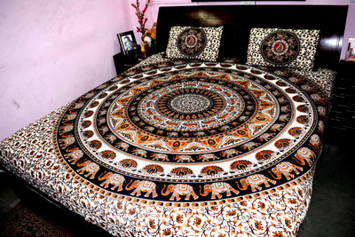39% OFF on Rajasthani Decor Cotton Printed Queen Bedsheet