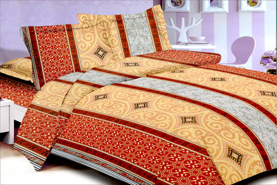 65% OFF on Urban Style Cotton Abstract Double Bedsheet 1 Bedsheet, 2 Pillow cover, Multicolor
