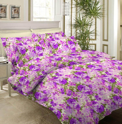 31% OFF on Bombay Dyeing Cotton Floral Double Bedsheet 1Double Bedsheet, 2Pillow Cover, Purple