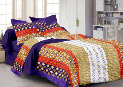 26% OFF on Cenizas Cotton Abstract Double Bedsheet 1 Double Bedsheet, 2 Pillow Covers, Purple