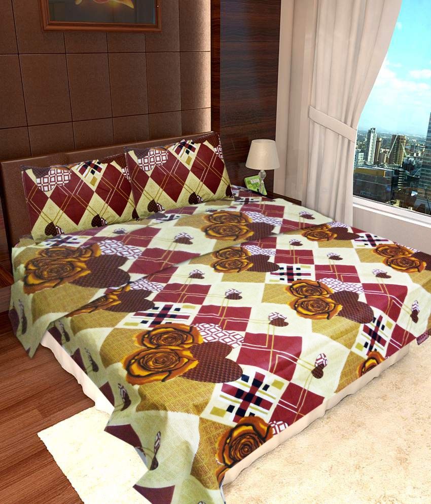 62% OFF on Homefab India Cotton Floral Double Bedsheet