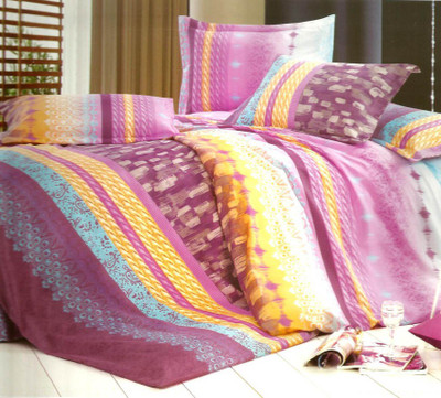 28% OFF on RosePetal Polycotton Geometric Double Bedsheet