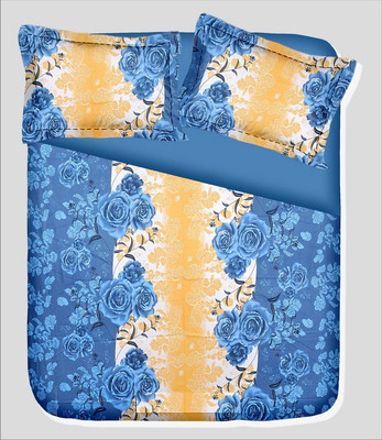 14% OFF on RR Textile House Cotton, Satin Printed Double Bedsheet 1Bedsheet, 2PillowCover, Blue