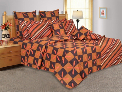 33% OFF on Salona Bichona Cotton Checkered Single Bedsheet 1 Single Bedsheet, 1 Pillow cover, Brown