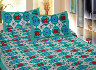 60% OFF on Lali Prints Cotton Printed Single Bedsheet 1 Bedsheet, 1 Pillow Cover, Green